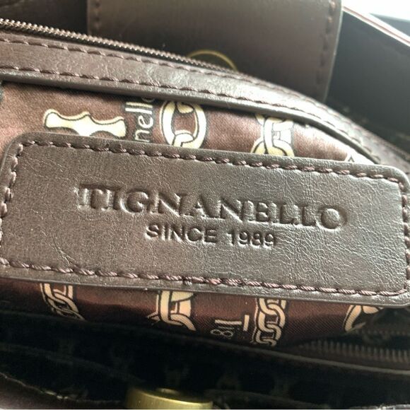 Tignanello Two Tone Satchel Purse Handbag Shoulder Bag Faux Leather - Picture 14 of 16